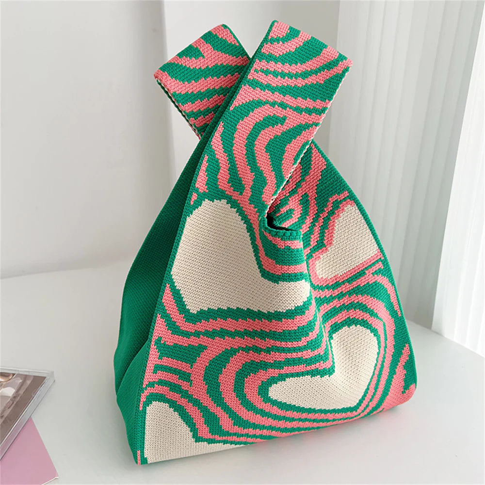 Heart Pattern Knitted Bags