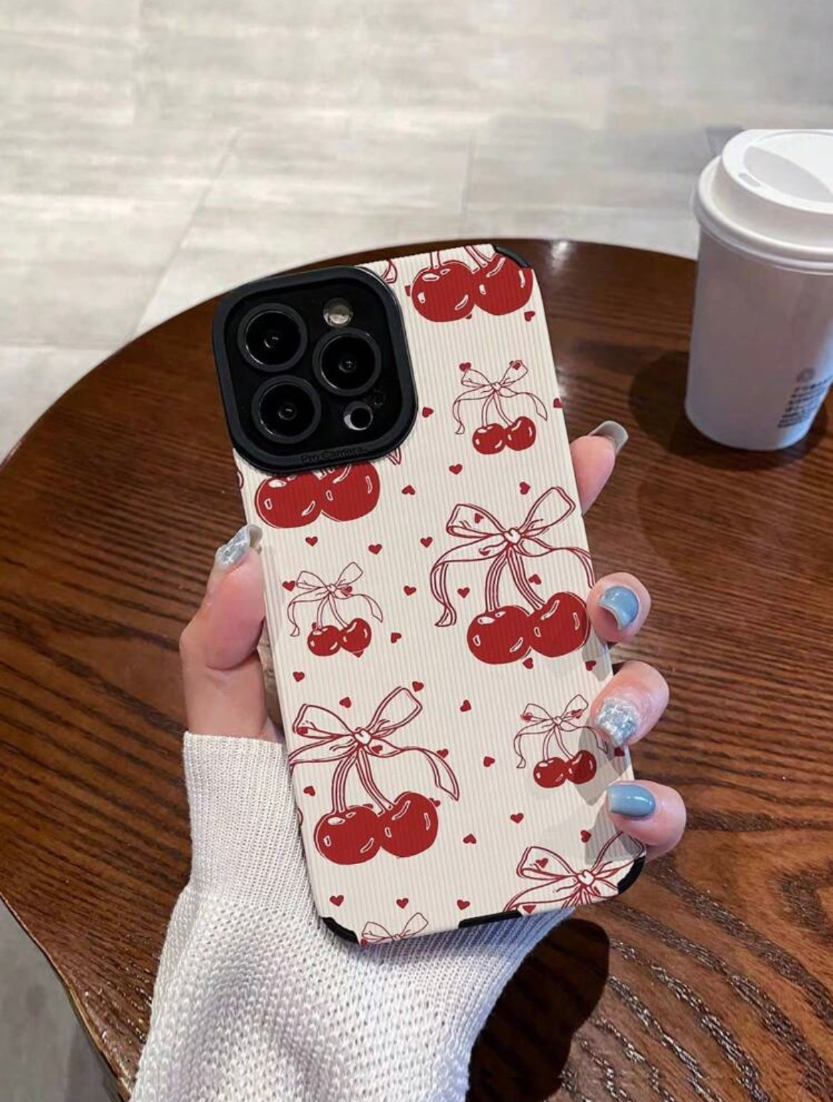 cherry hearts phone case