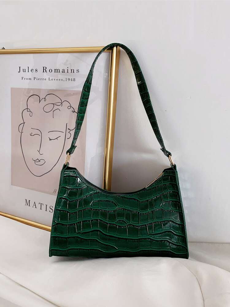 Crocodile Pattern Baguette Bags