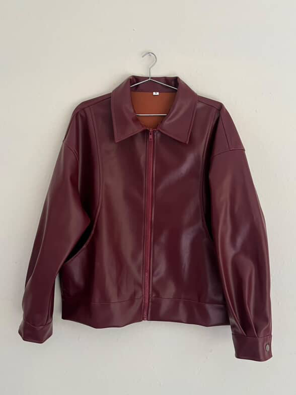 Cherry red faux jacket