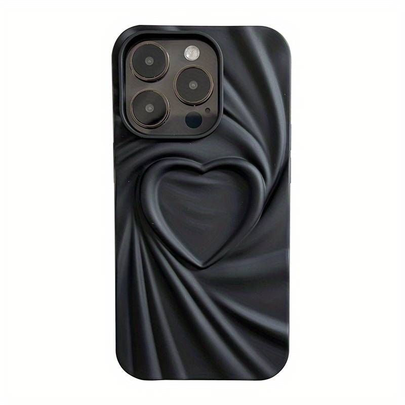 black swirly heart phone case