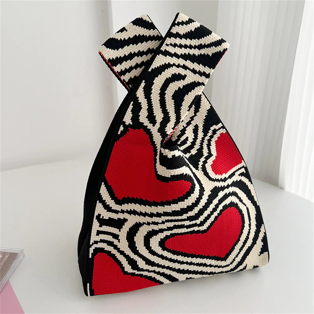 Heart Pattern Knitted Bags