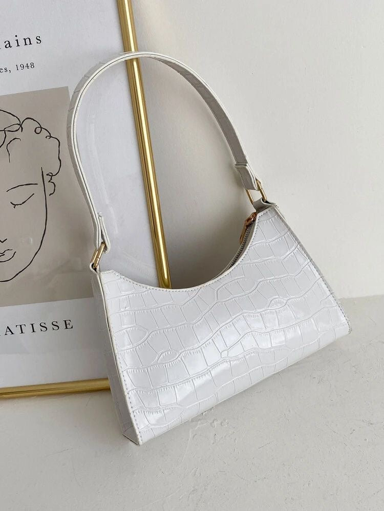Crocodile Pattern Baguette Bag