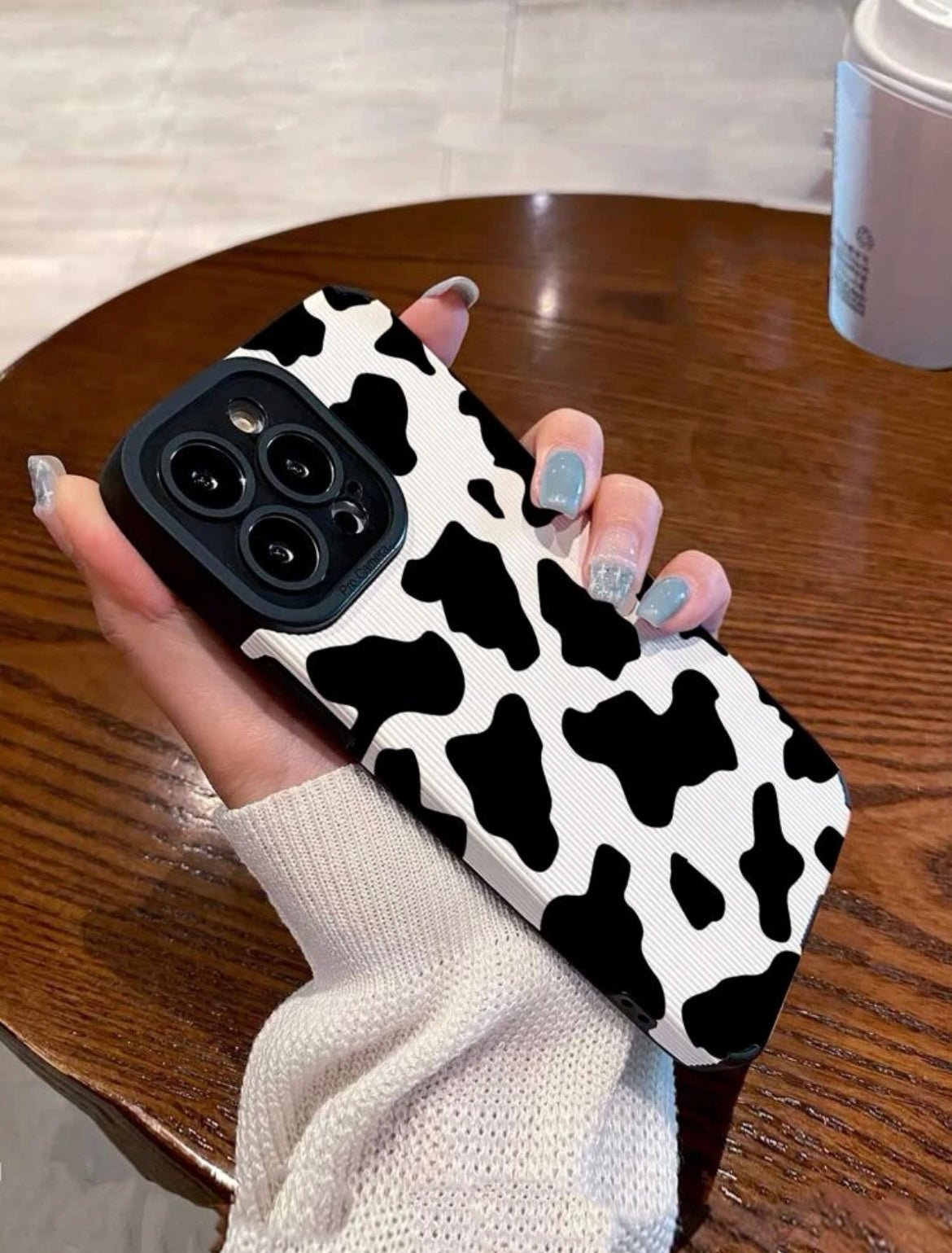 B&W cow print phone case