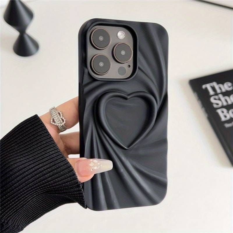 black swirly heart phone case