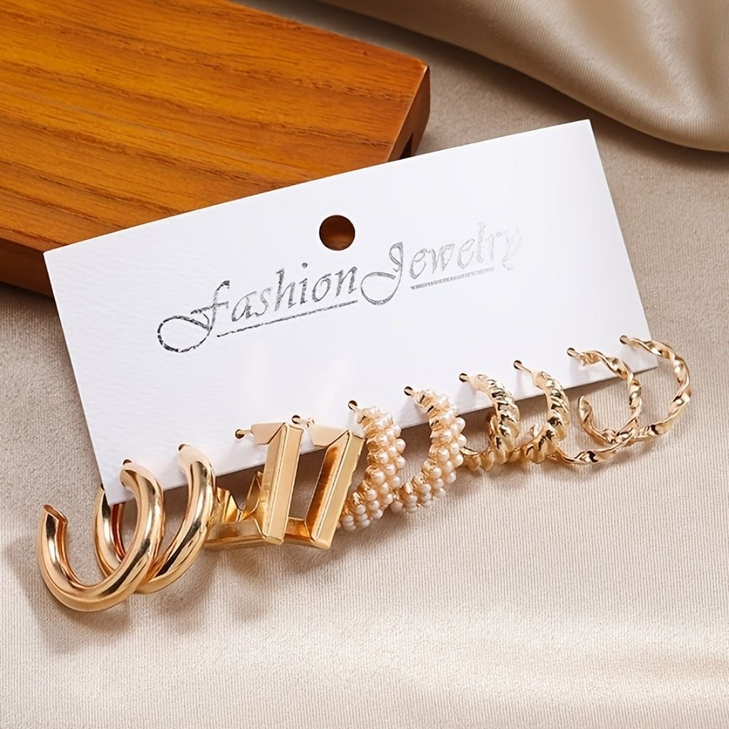 Gold Hoops Earrings Set