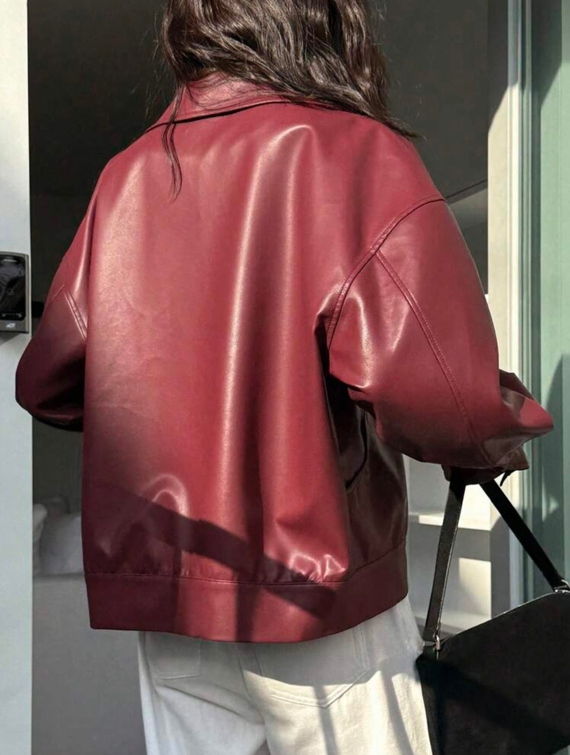 Cherry red faux jacket