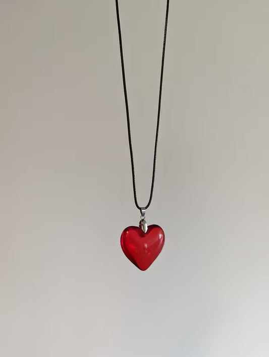 Red Glass Heart Necklace