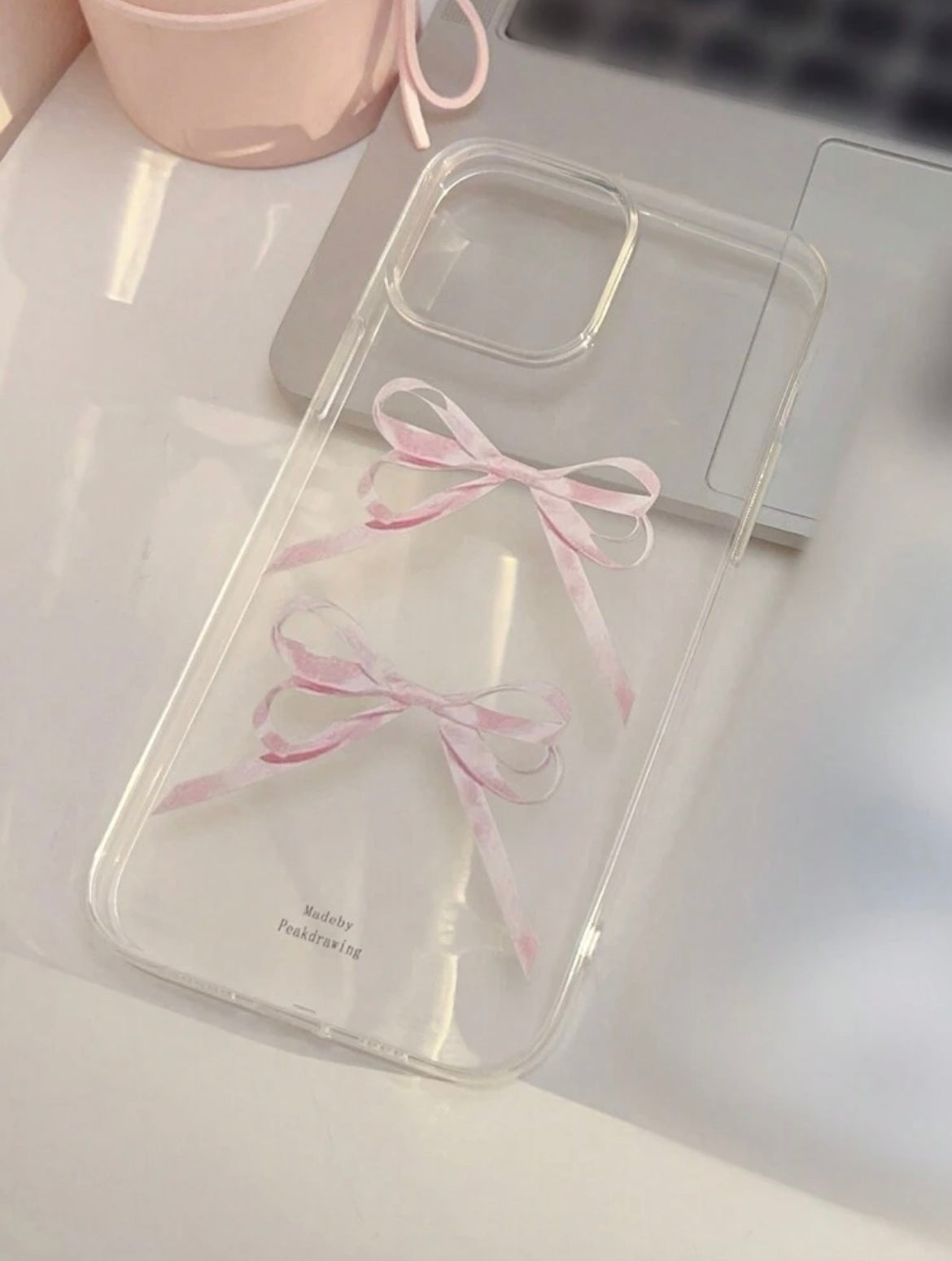 pink coquette transparent phone case