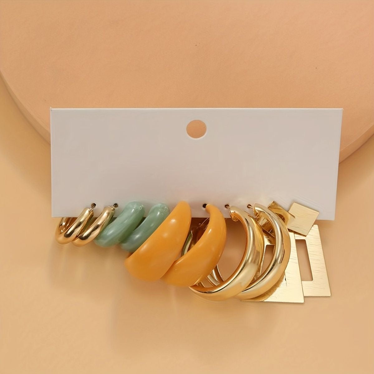 Yellow Hoops Earrings Set