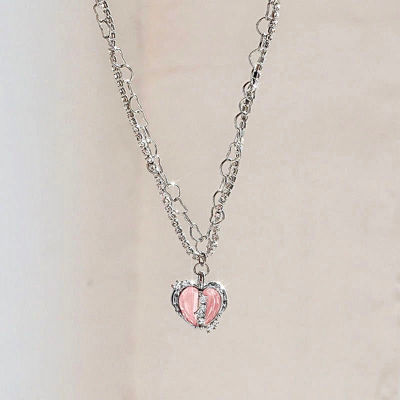 Double Layered Cyber Heart Necklace