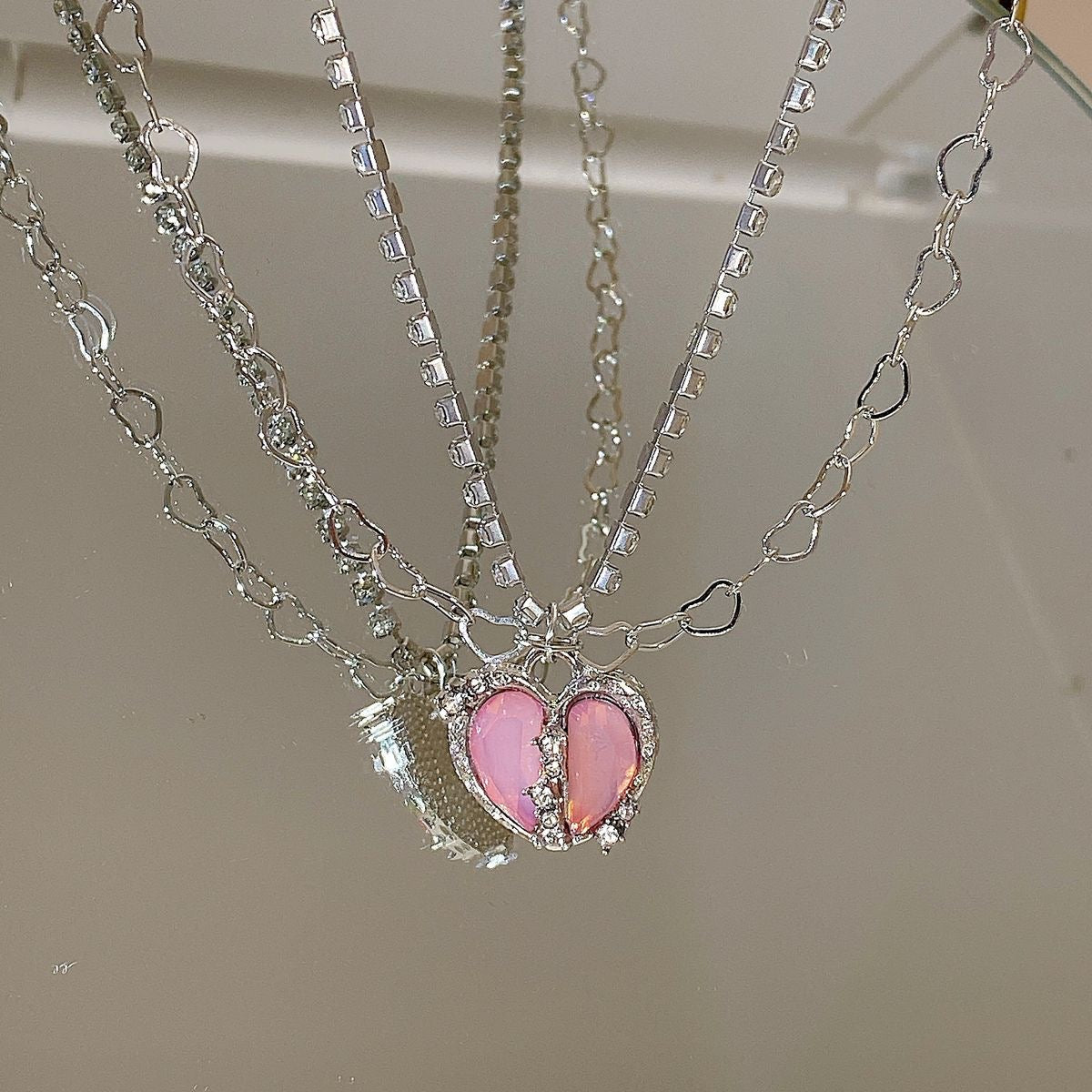 Double Layered Cyber Heart Necklace