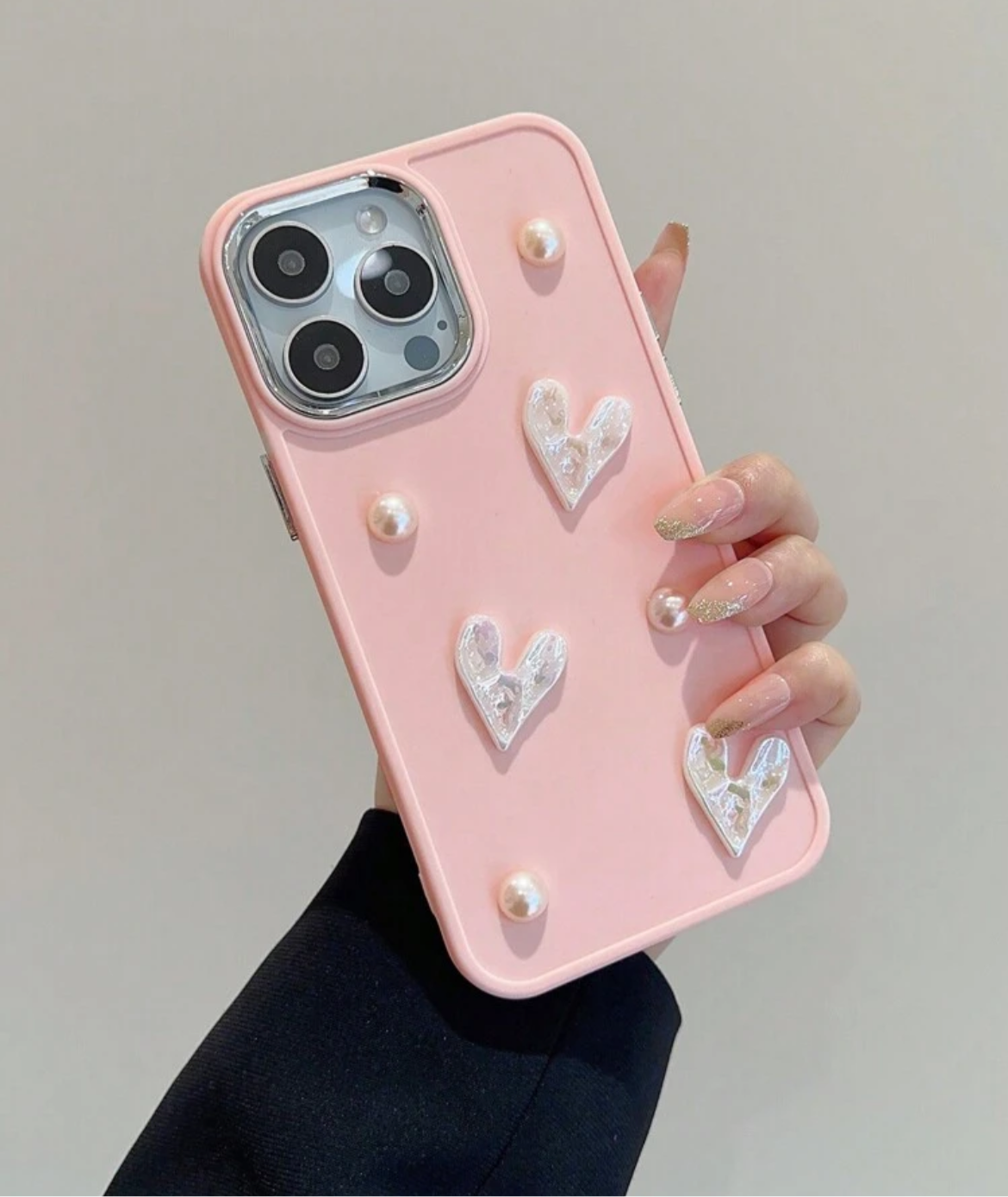 pink pearly heart pc for 12 pro max