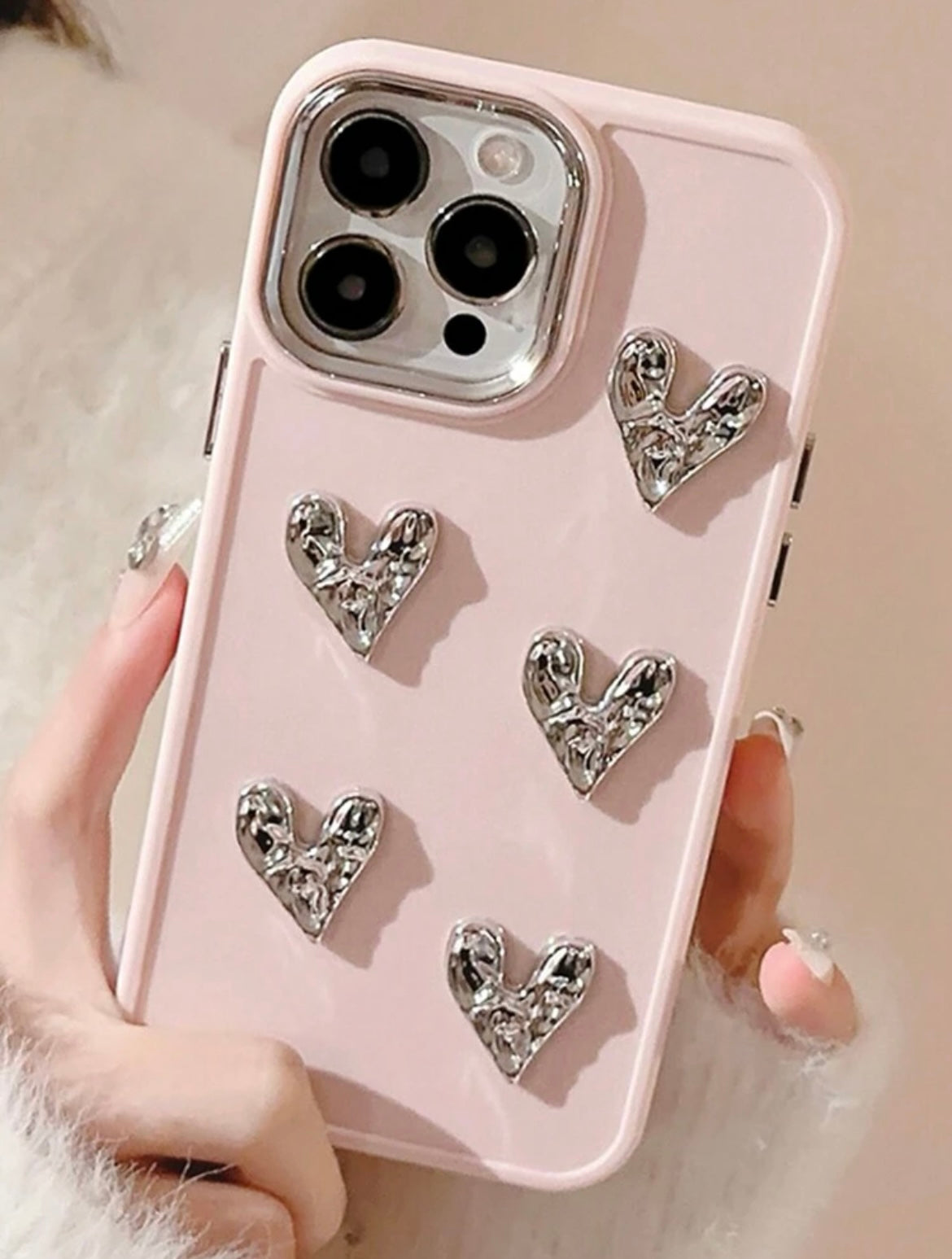 electroplated hearts phone case (pink)