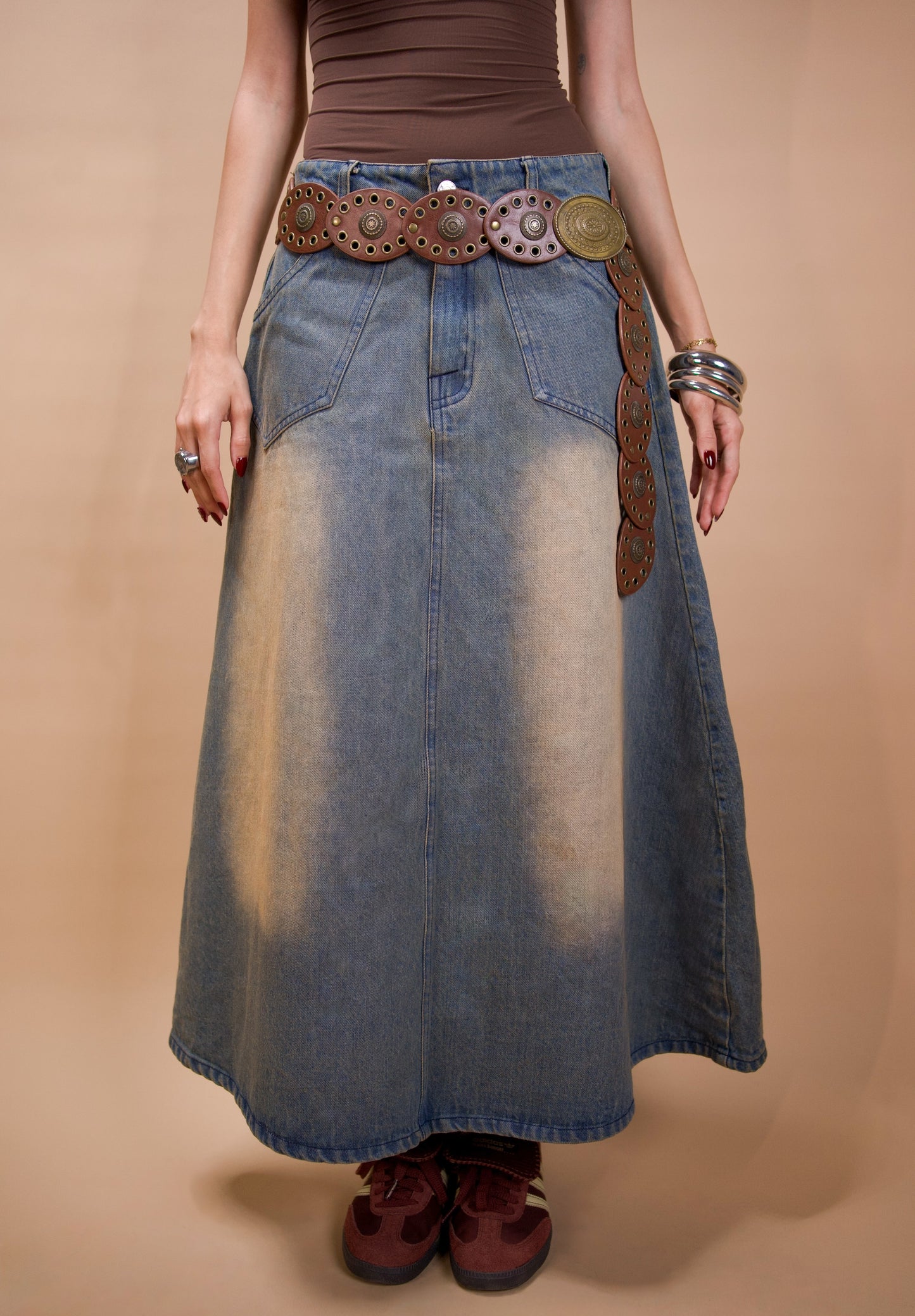 Vintage blue denim skirt