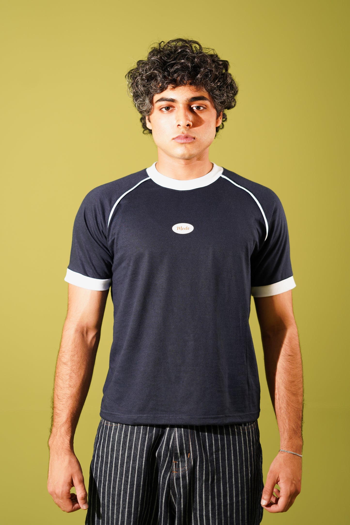 Blue raglan piping tee