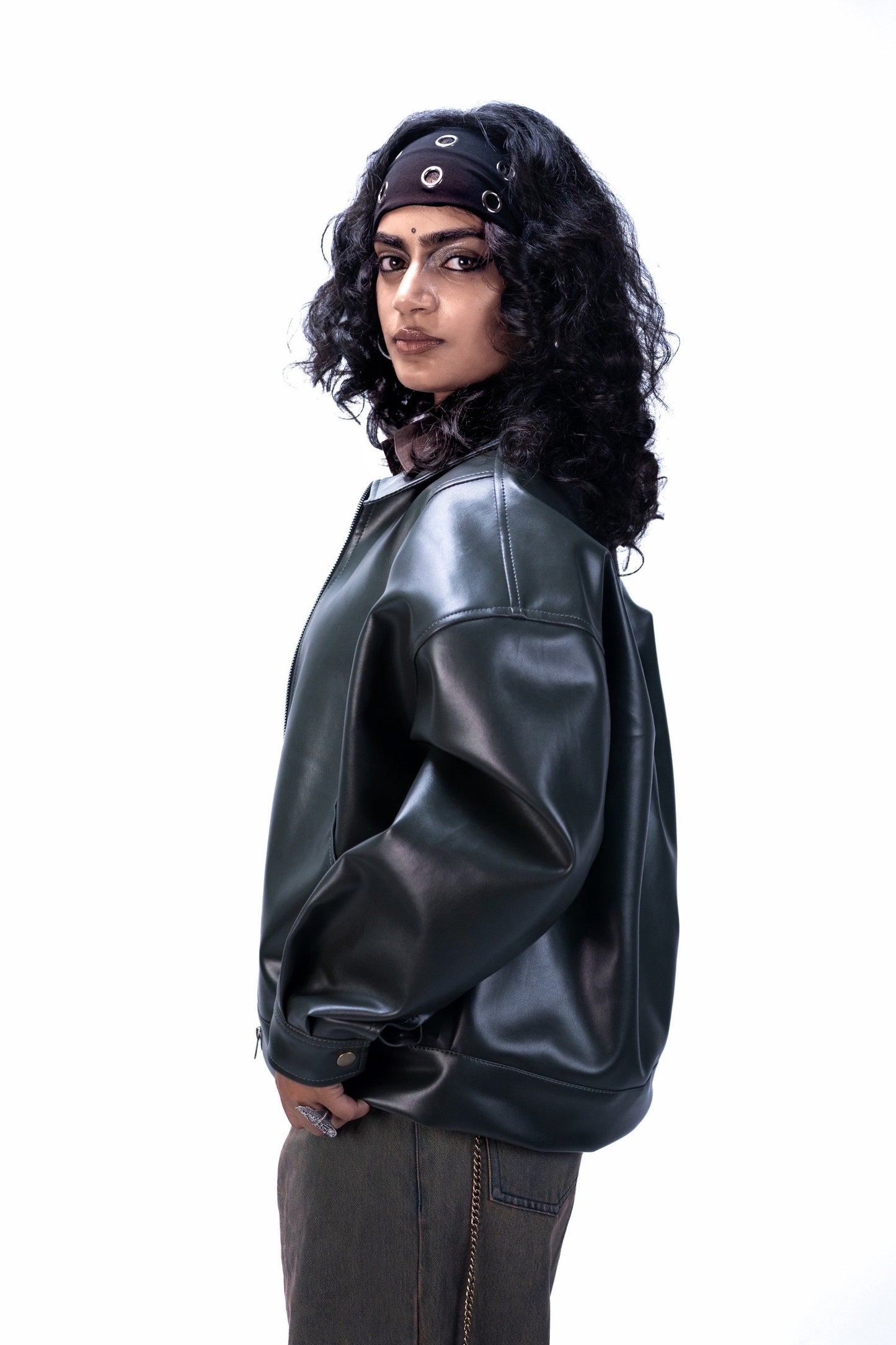 Jade green faux jacket