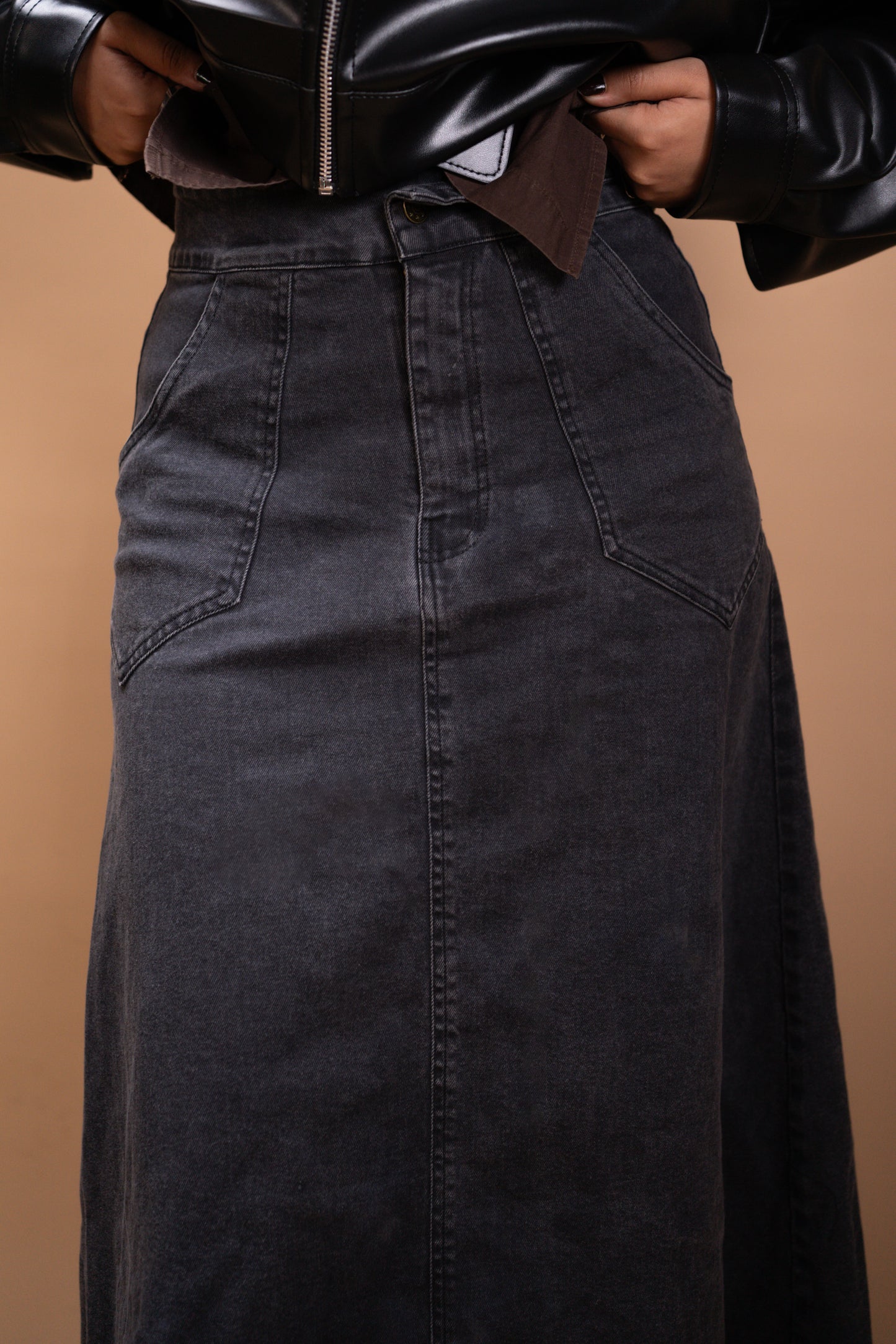Vintage black denim skirt