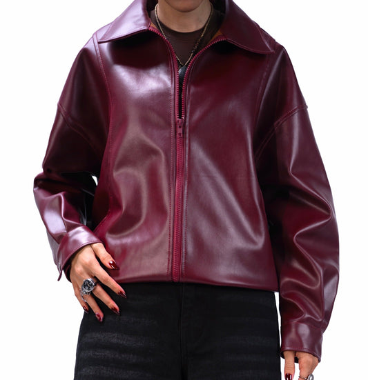 Cherry red faux jacket
