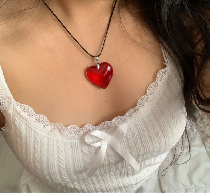 Red Glass Heart Necklace