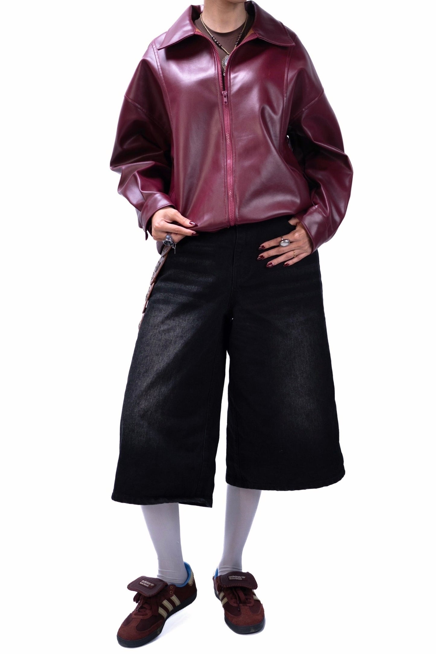 Cherry red faux jacket