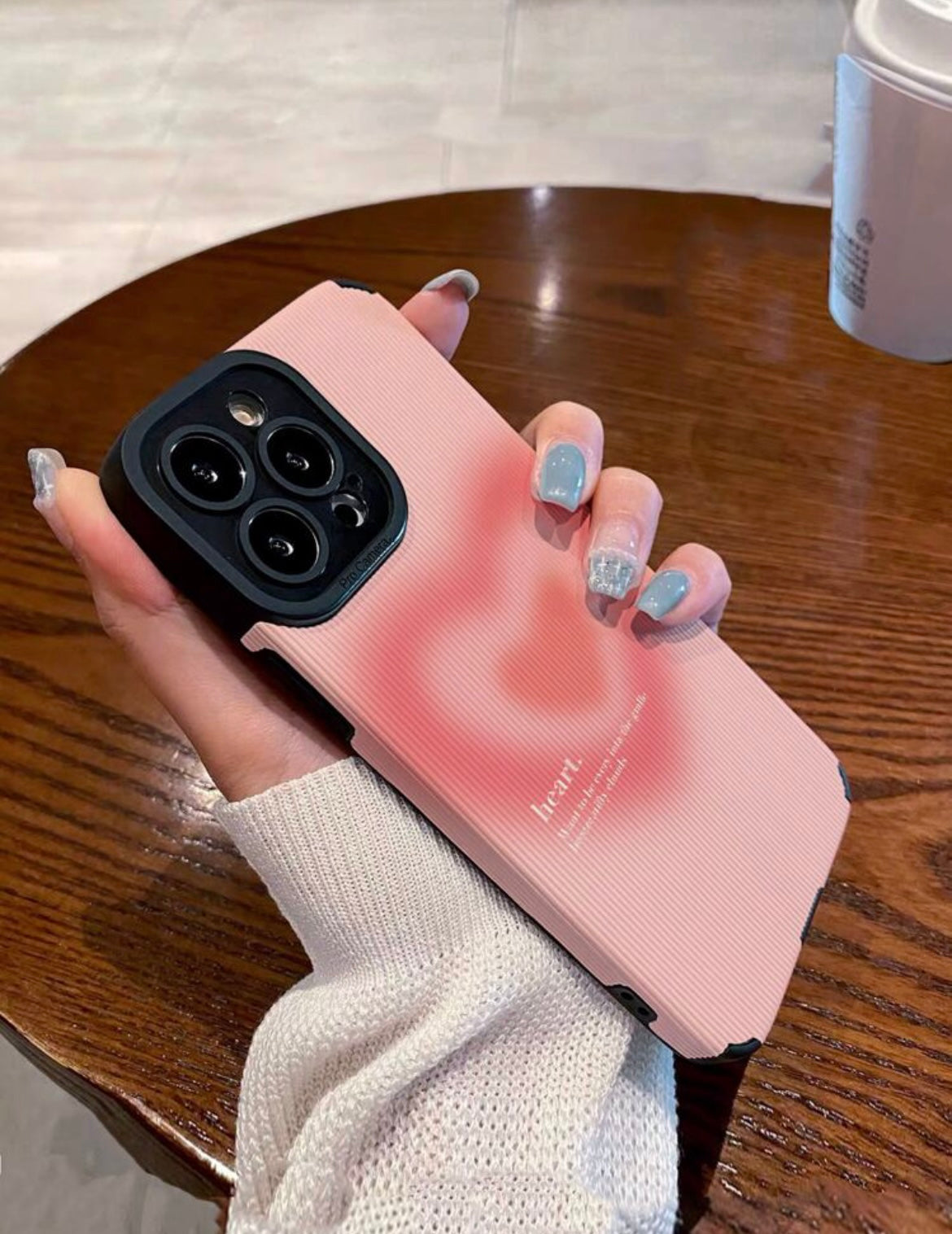 pink ombre heart phone case