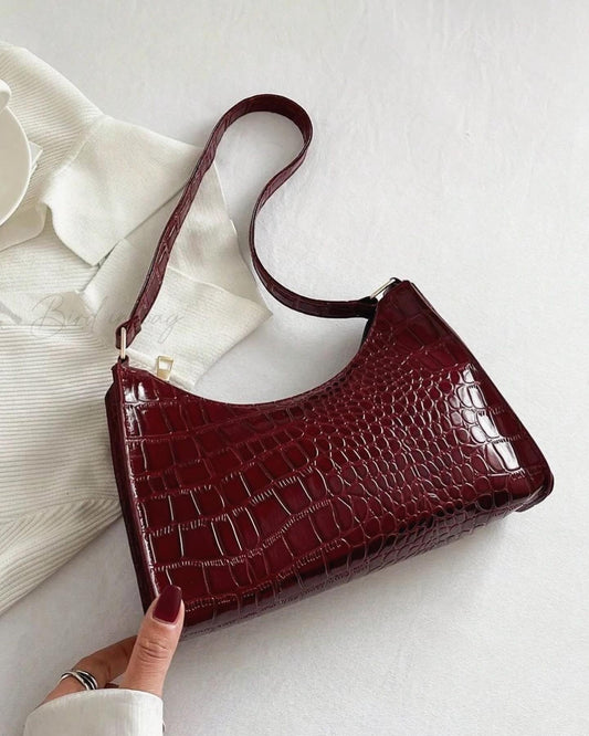 croc embossed baguette bags