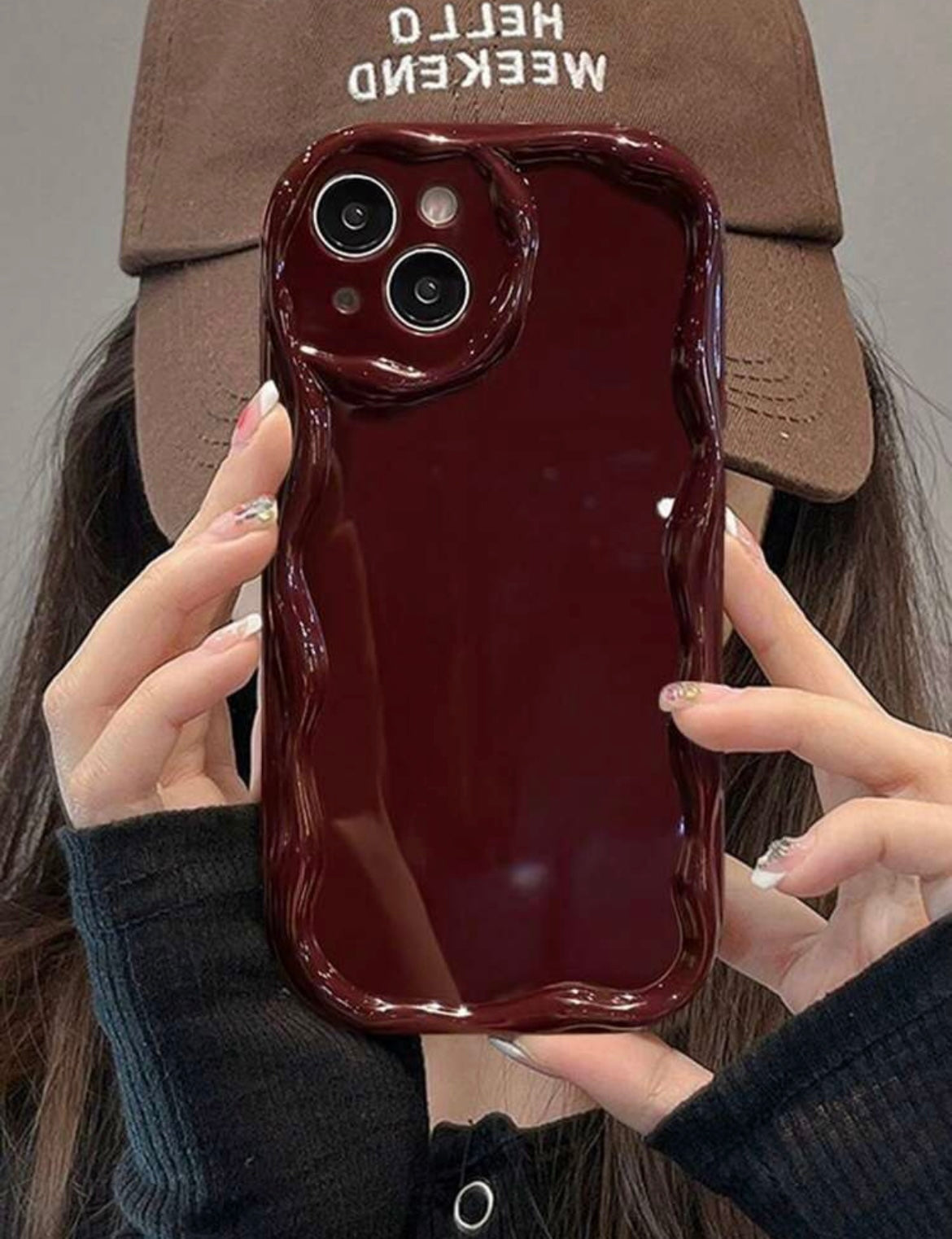 cherry red wavy edges phone case