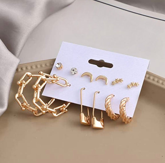 Stud Hoops Earrings Set