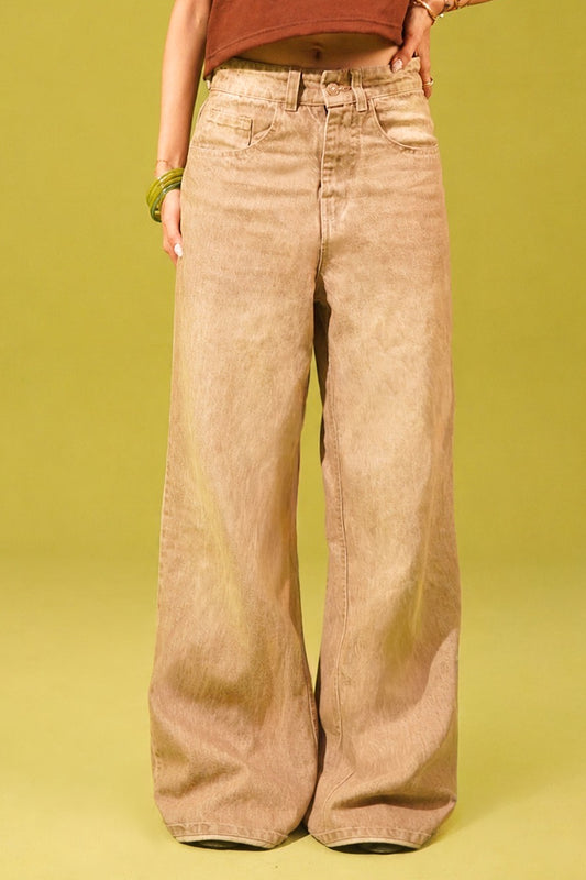 Oatmeal Pants | High rise - wide leg