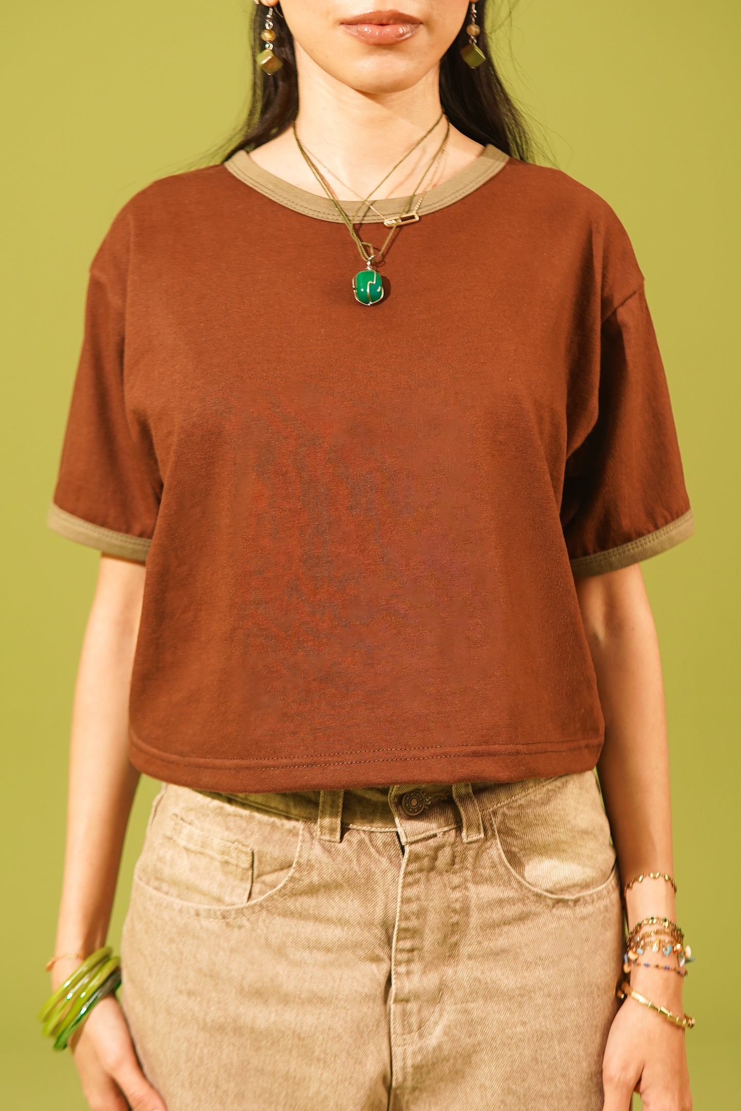 Matcha chip ringer tee