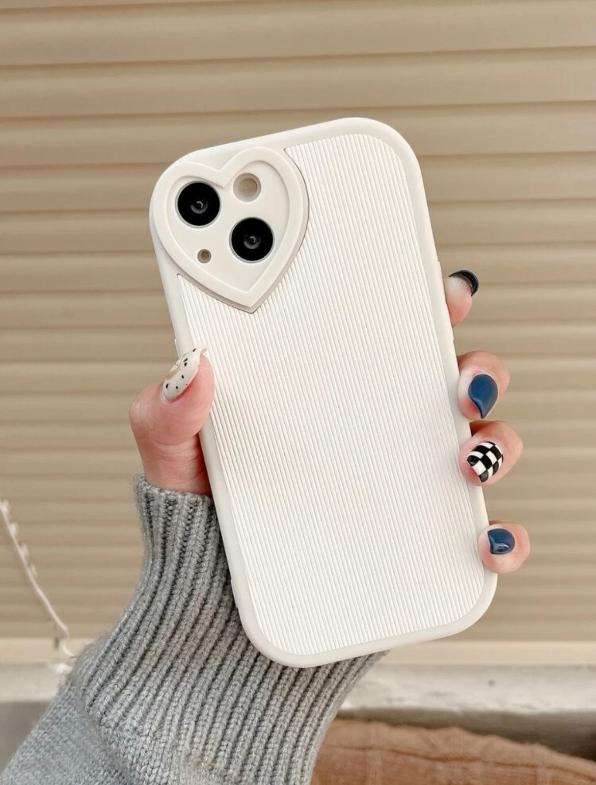 Cream textured phone case