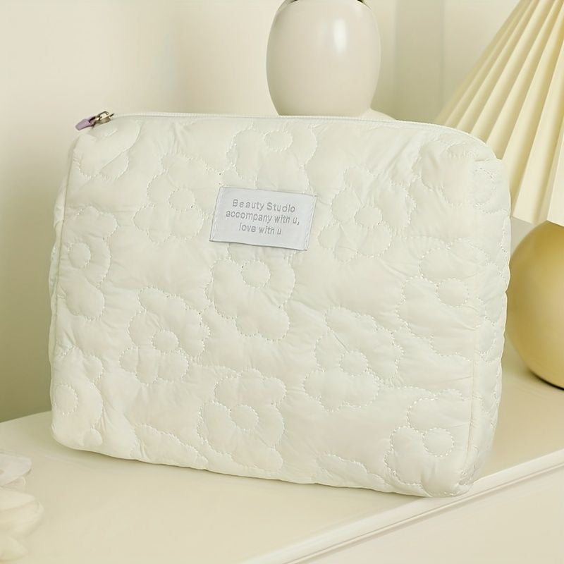 floral quilted cosmetics bag