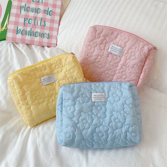 floral quilted cosmetics bag