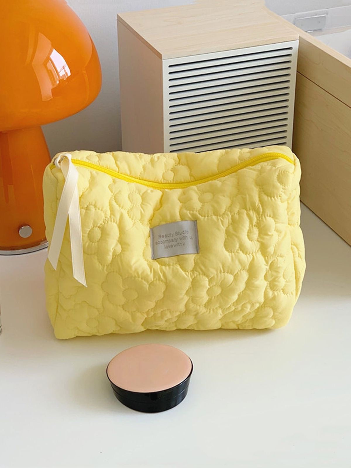 floral quilted cosmetics bag