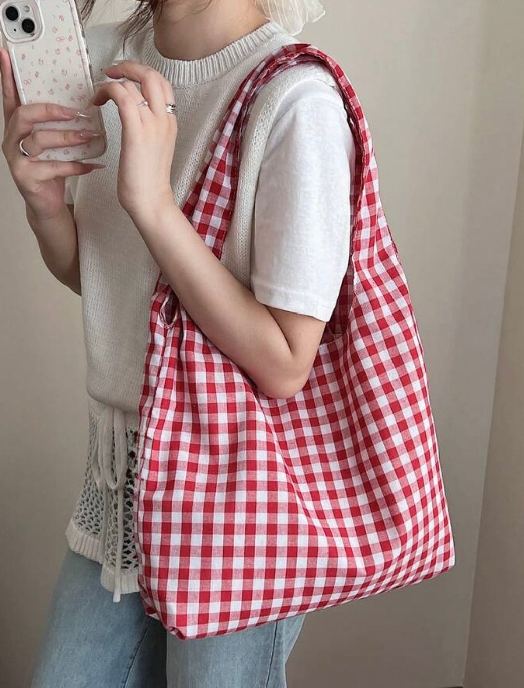Gingham tote bag