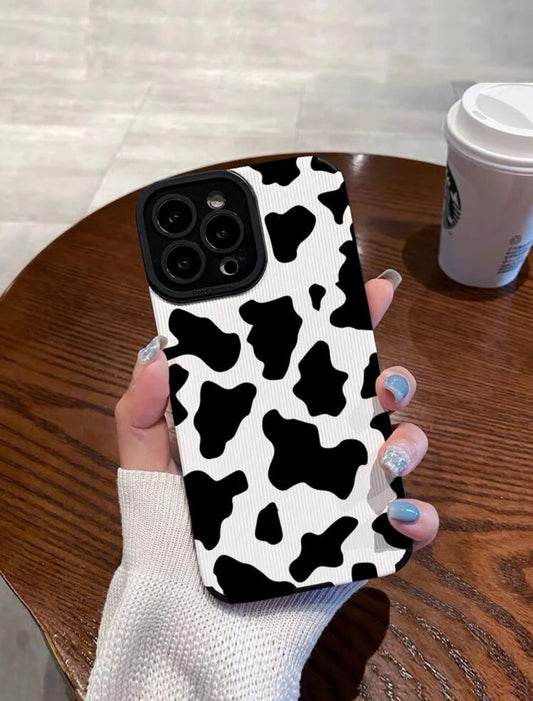 B&W cow print phone case