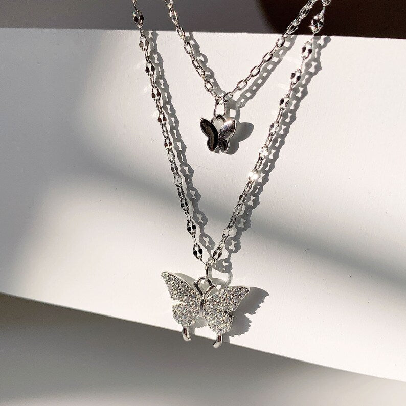 Double Layered Butterfly Necklace