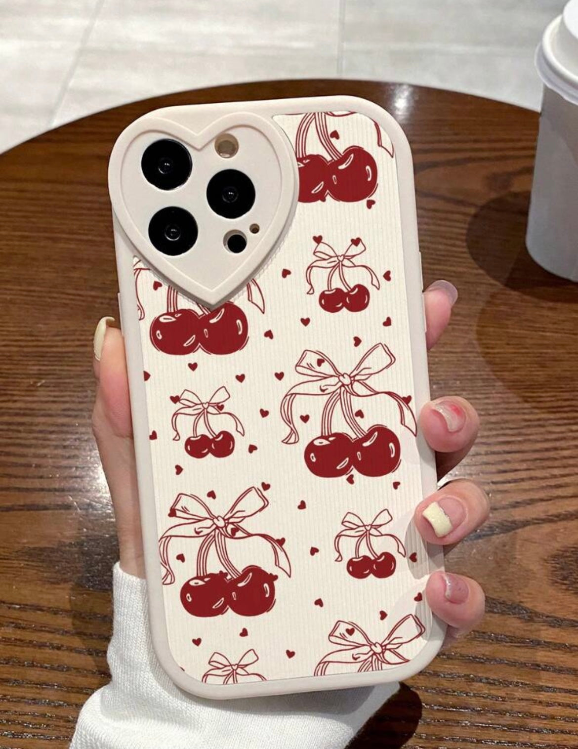 cherry hearts phone case