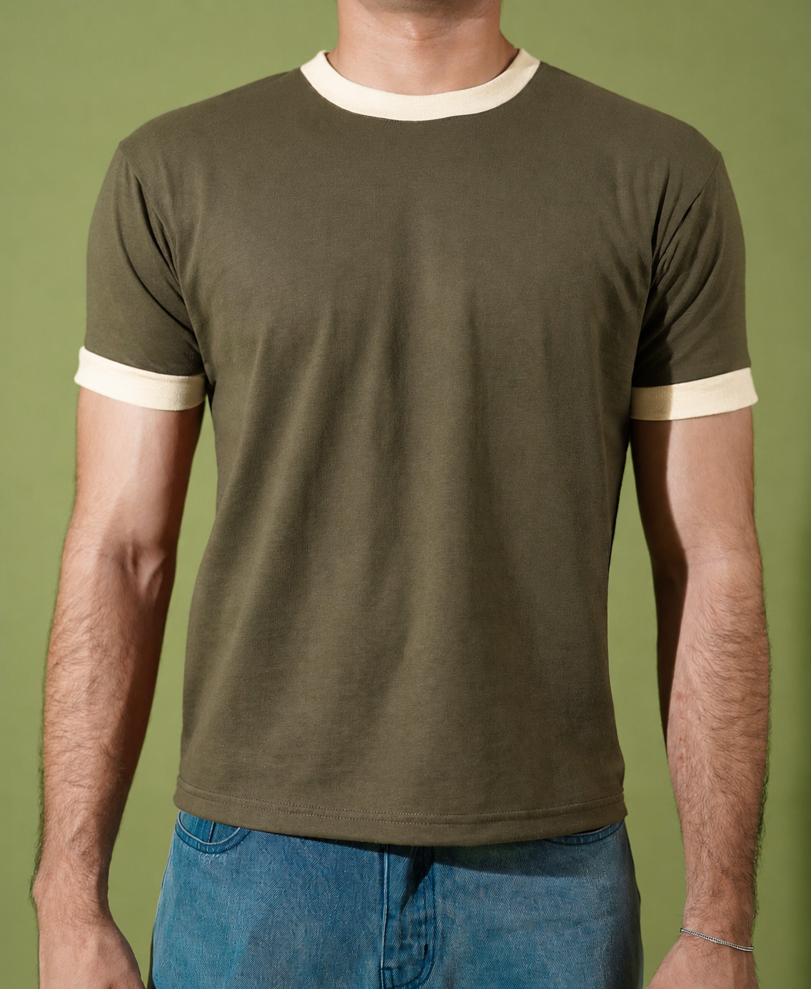 Moss cream ringer tee