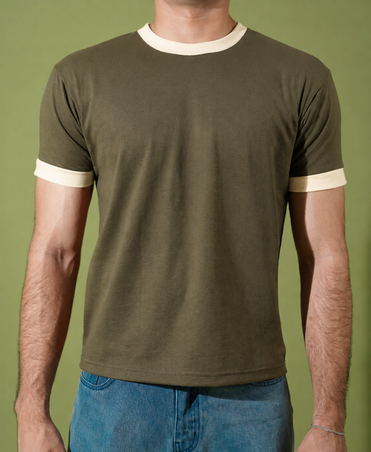 Moss cream ringer tee