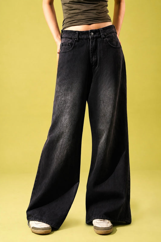 Vintage black Pants | High rise - wide leg