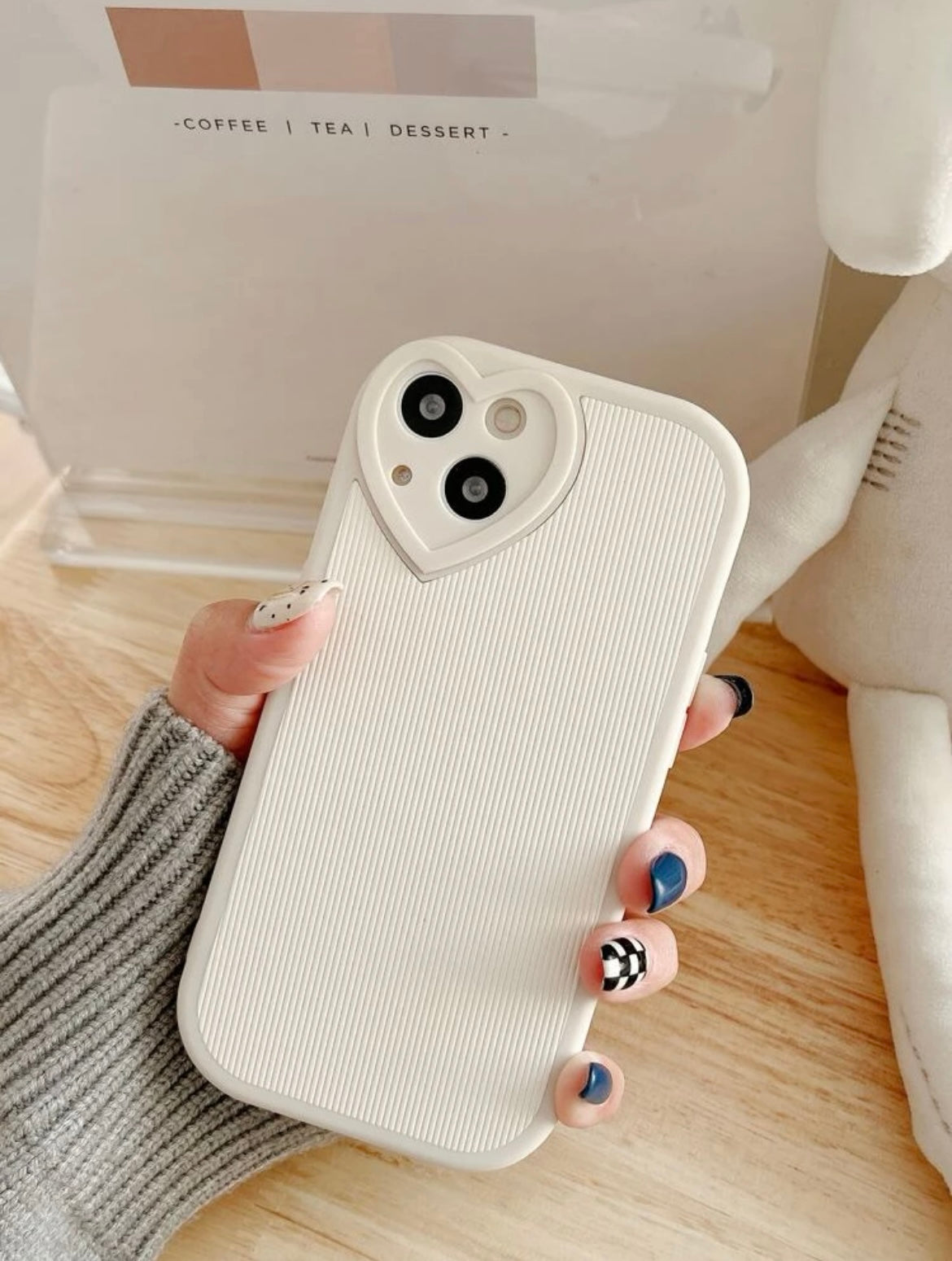 Cream textured phone case