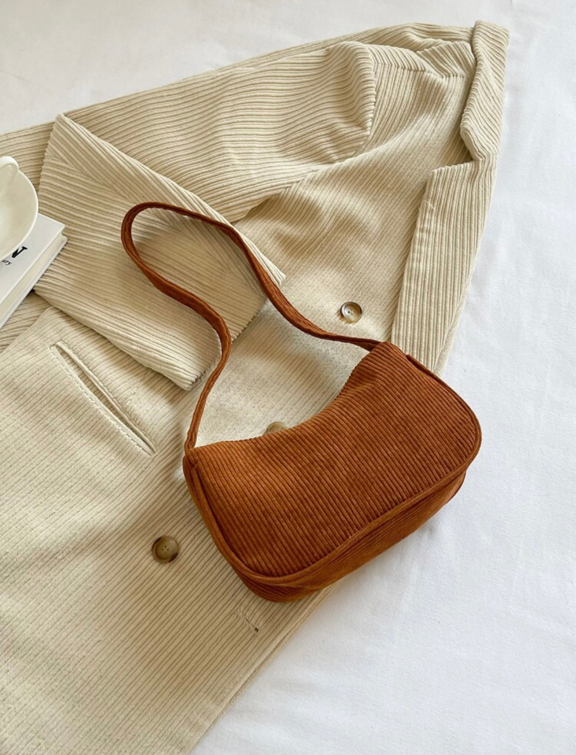 Corduroy Baguette Bag