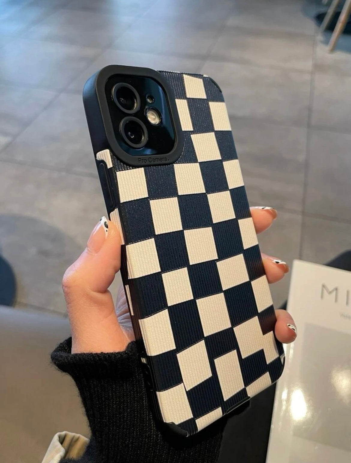 B&W checkerboard phone case