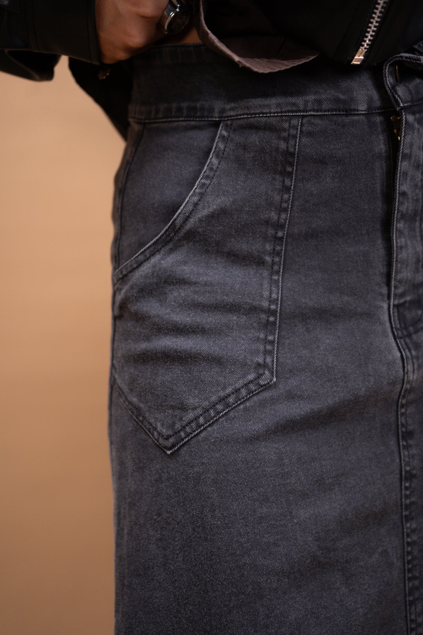 Vintage black denim skirt