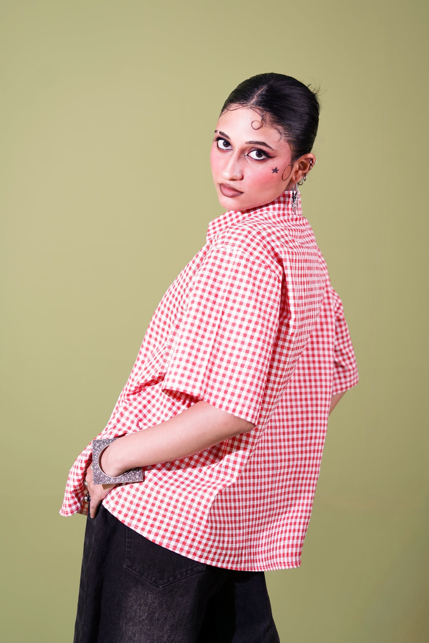 Gingham babydoll top