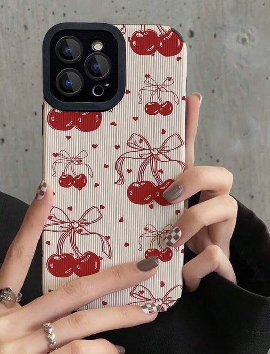 cherry hearts phone case