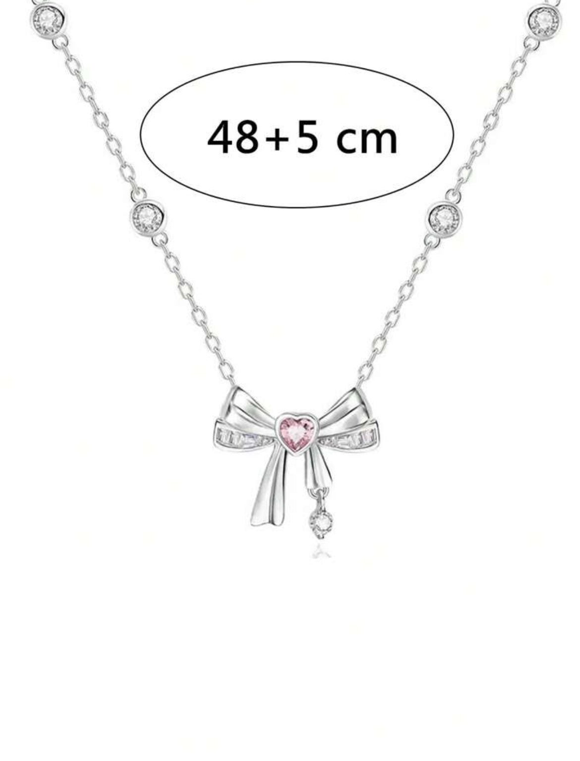 pink gem bow necklace