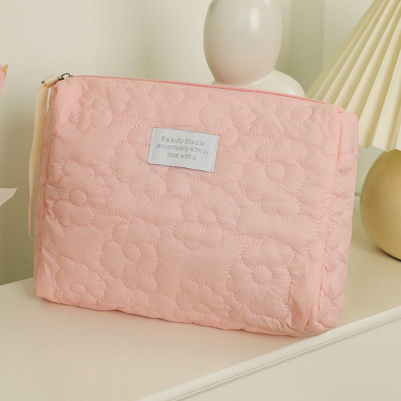 floral quilted cosmetics bag